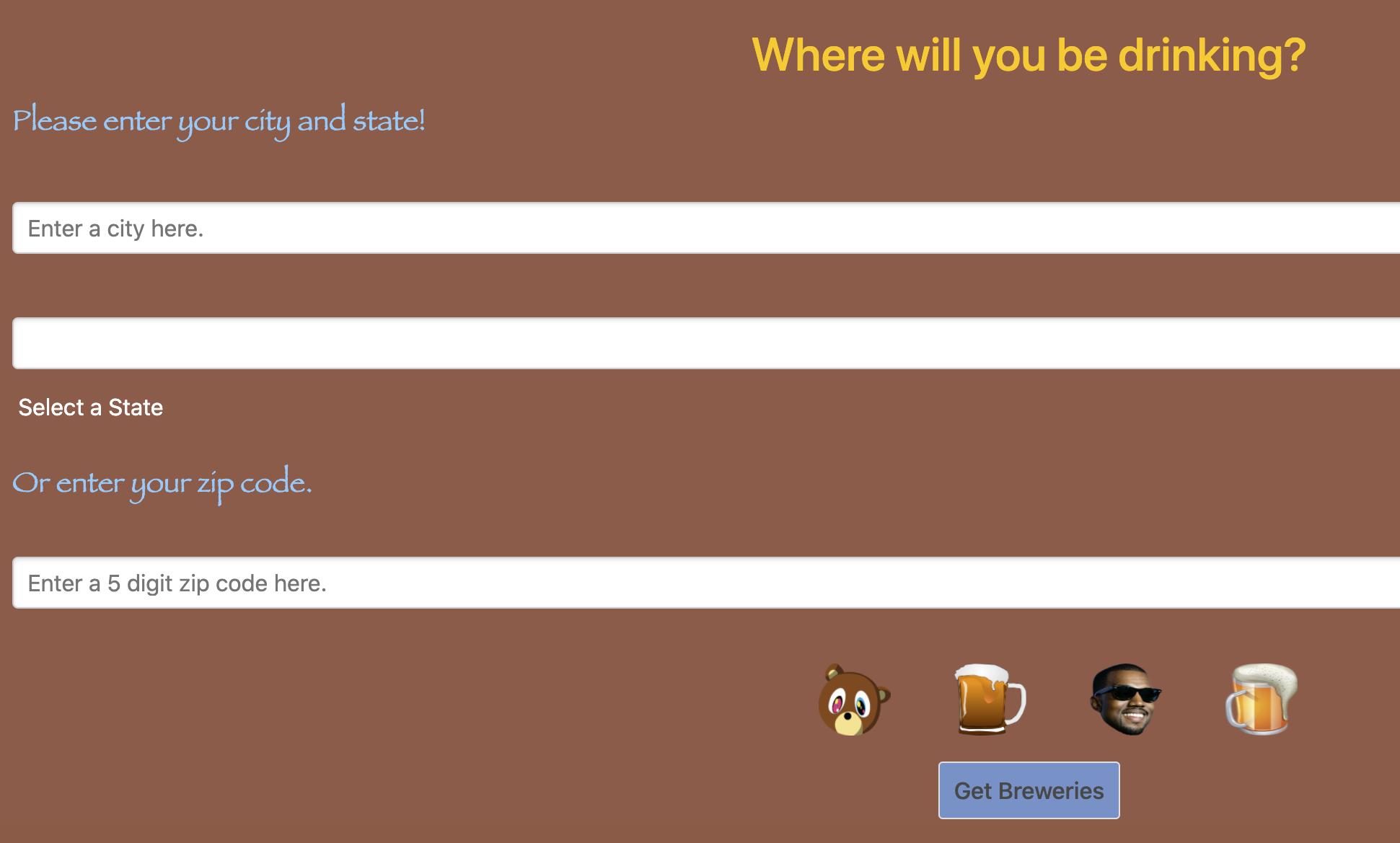 Screenshot of brew app