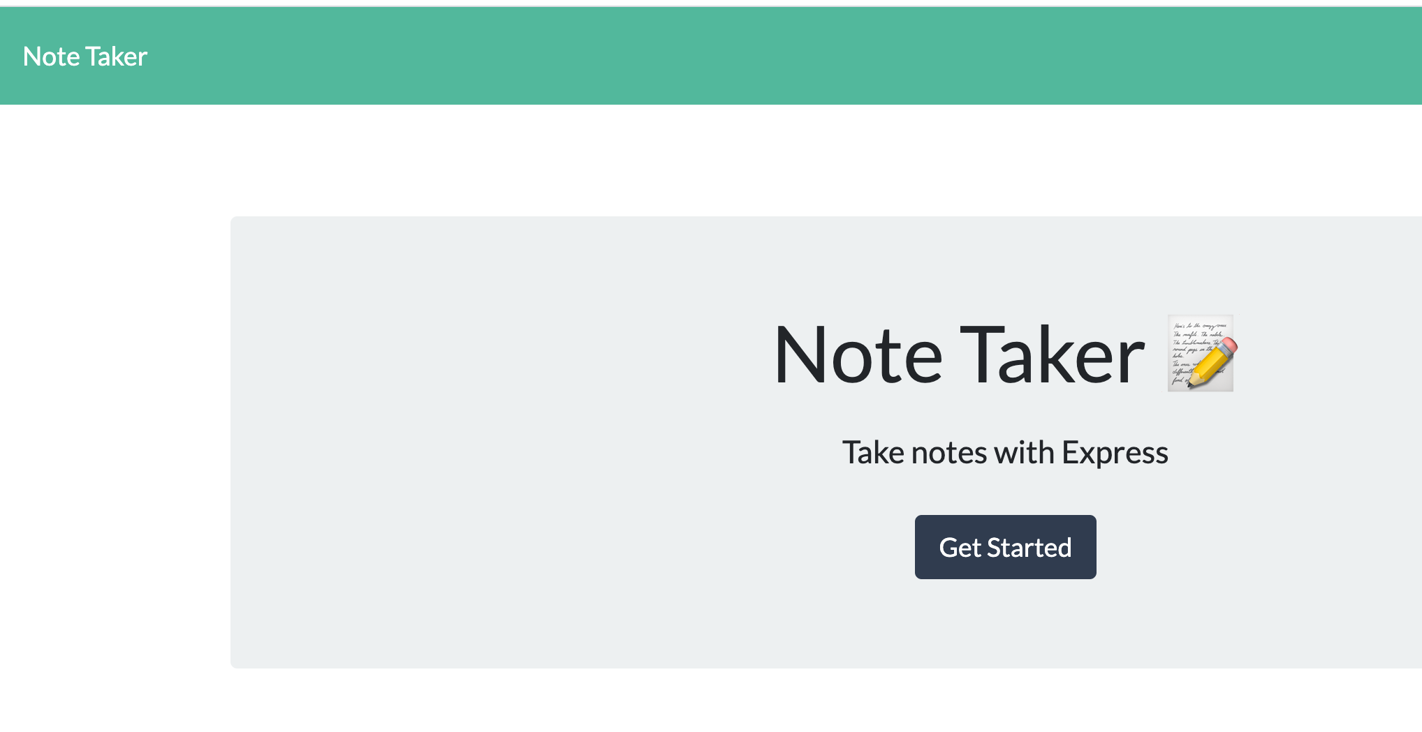 screenshot of note taker app on Heroku